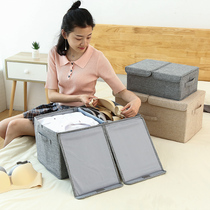  Washable folding clothes storage box Fabric covered double grid storage box Large finishing box Wardrobe storage box