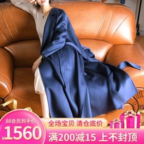 Water ripple double-sided cashmere coat womens long 2020 new loose high-end popular woolen thin coat