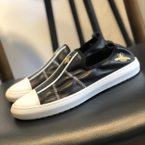 2021 Spring Autumn Season New Genuine Leather Breathable Lefu Shoes Men Europe Station Tide Cards Sloth Shoes Casual Board Shoes Little White Shoes