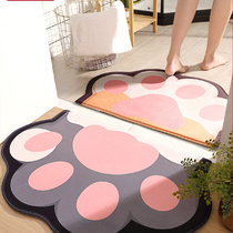 Water absorbent mat bathroom non-slip mat home cute carpet cat claw door mat entrance toilet toilet door mat