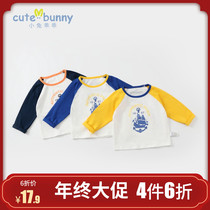 cutebunny men's children's T-shirt 2021 autumn new baby foreign style long sleeve coat baby Joker base shirt