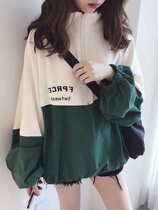 2020 new spring and autumn zipper necropolis jacket female Han version student 100 hitch loose and thin collage blouses blouses