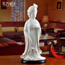 Oriental clay Ceramic classical Chinese style ornament Dehua white porcelain figure sculpture 15 inch Tang Yun lady
