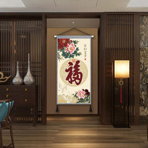 New Chinese peony flower lucky cloth art hanging painting porch living room cloth painter and rich wall Wall Wall cloth decorative mural