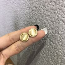 Special price exquisite small cat's eye low-key temperament round silver needle Japanese and Korean minority retro baroque earring earring clip