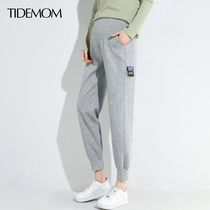 Pregnant womens sports pants summer tide mom large size casual pants bunch feet small spring clothes pregnant women pants Spring and Autumn wear