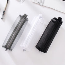 Simple small fresh transparent mesh creative exam pen bag Student pen box Large capacity grid bag Stationery bag