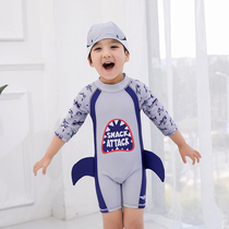 Childrens swimsuit boys Summer ins baby Siamese sunscreen surf suit cute shark small middle and Big Boy Boy swimsuit