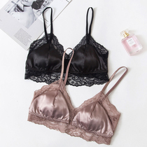 Xu Huang Silk French bra romantic underwear Womens triangle cup without rim bra thin silk does not bump lace