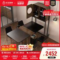 Folding table wine cabinet combined all-purpose small family type home multifunctional solid wood table dining side cabinet suit