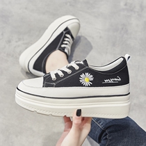 Little daisy white shoes women 2021 spring and summer new Korean version of the all-match casual canvas thick-soled increased platform womens shoes