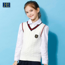 Girl vest knit sweater 2021 new autumn winter wear little girl foreign style children plus velvet padded sweater