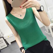 2021 Ice Silk Jacket Korean Student Summer Dress Mulberry Silk Large Size Loose Skinny Backing Shirt Camisole Vest Women's Tide