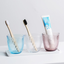 Nordic solid color simple family of three glass mouthwash Cup combination set brush tooth Cup wash cup tooth Bowl