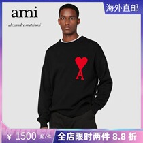 Ami Paris 21 Autumn Winter New Round Collar Loose Jacket Hood for men and women The same big loving sweater knitted sweatshirt