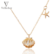 2021 New Tide niche light luxury 925 sterling silver shell starfish necklace female choker Net Red simple pendant