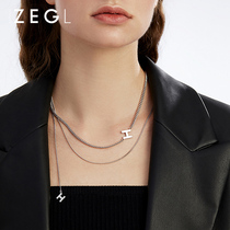 ZENGLIU double stack wearing letters H necklace female ins simple cold wind Korean version of Joker choker sweater chain