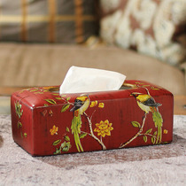 American simple ceramic tissue box decoration Chinese flowers and birds Living room coffee table paper box ins wind creative ornaments