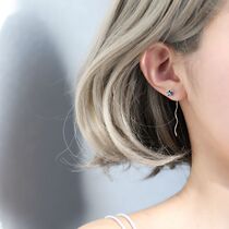 Azure star Moon wave ear wire asymmetric ear decoration Japanese and Korean student gift female