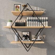 Wall shelf Room Nordic Wrought iron ins creative wall-mounted bookshelf Living room simple wood word shelf