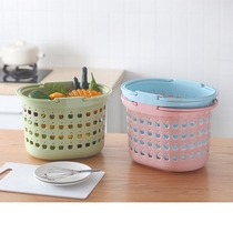  Basket portable basket Supermarket shopping basket Supermarket basket bath storage basket vegetable basket Plastic dirty clothes blue