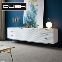 Postmodern light luxury TV cabinet Nordic small apartment bedroom designer locker metal paint living room high cabinet