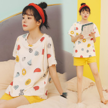 Yuezi clothing cotton summer pregnant womens pajamas pregnant women pregnant thin breastfeeding clothes postpartum home clothing set summer clothes