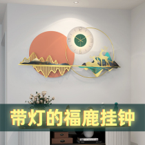 Net red clock wall clock living room home fashion personality atmosphere light luxury clock New Chinese creative clock Wall