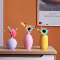 Ceramic mini vase ins modern minimalist home decorations hydroponic ornaments creative handmade dried flower arrangement