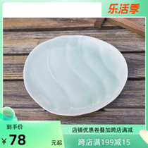 Kookugawa Machi House Japan Original import Pozzo See Burnt Ceramic Green Glazed Stream Little Fresher Dinner Plate Dessert Dish