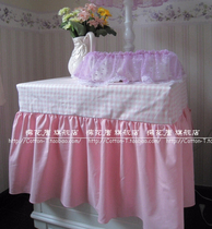 Pink Plaid Solid Lotus Leaf Side Table Cloth Cloth Art Square Bed Head Cabinet Geboudae Cloth Customised Other Sizes