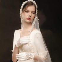 Famous) Besna Bride wedding gloves 2021 New French elegant wedding dress satin accessories Pearl gloves