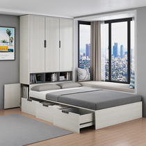 Modern minimalist tatami bed wardrobe integrated single box body bed stowable floor bed small apartment stepping rice bed