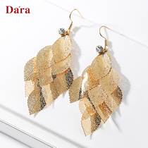 925 silver hook fashion exaggerated personality tassel earrings female 2021 New Tide summer season temperament Net red ear ornaments