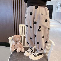 Girls trousers autumn and winter 2022 new fashion baby net red autumn style outerwear childrens autumn trousers bloomers