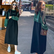 Large code gestation Fashion style Clothing Dress Dress Dress Woman 2020 Fall new loose Slim Temperament Straight Drum Long Dress