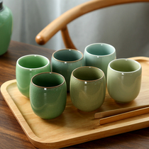 Celadon Cup kung fu tea set ceramic mug small teacup Master Cup ice crack six color tea cup gift tea set