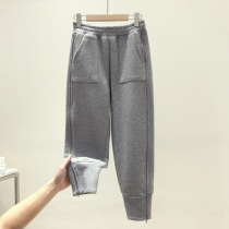 Grey Buns Feet Sports Casual Pants Women 2021 Spring Autumn Slim new gush loose 90% Wei pants Chains Chains