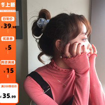 The smallest sea elina sea pile collar wave side high collar base shirt female 2021 spring model Interior long sleeve T-shirt