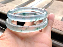 Natural Burmese ice species floating flower jade bracelet round bar colorful glass species positive ring jade bracelet womens models with certificate