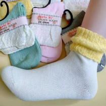 Pine Mouth Thickened Floral Side Socks Female Midbarrel Socks Pure Cotton Autumn Winter Seamless Moon Socks Nilles No Bones No Bone Stitching