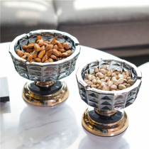 Creative crystal glass porch key storage ornaments Nordic home snack basin desktop decoration coffee table dried fruit plate