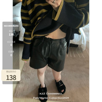 Xzz Charmingl Back to field Protein Leather Lining 100 Hitch Shorts Black Pu Leather Coat Jacket Lady Spring Autumn