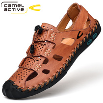 German camel dynamic genuine leather sandals mens summer outwear soft bottom non-slip Baotou mens casual tennis face mens shoe tide