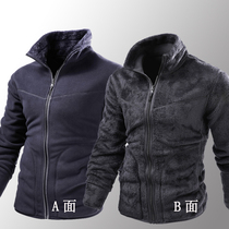 Autumn and winter dad wear fleece men warm thick double-sided velvet jacket middle-aged coral fleece shake jacket