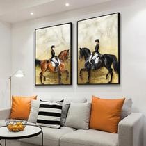 Horse oil painting modern porch decorative painting light luxury hand-painted murals British style restaurant Nordic living room hanging painting corridor