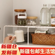 Xinjiang retractable iron kitchen layered rack dish rack kitchen utensils drain storage rack compartment rack