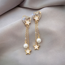 925 Silver Needle Love Star Tassel Earrings Womens 2021 New Trend Korean Earrings Temperament Versatile Earrings