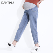 Pregnant women pants spring and autumn jeans autumn and winter wear loose size plus velvet thick daddy pants autumn women