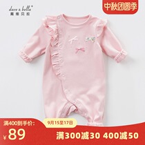 davebella David Bella Baby Childrens Wear Spring and Autumn Womens Baby Cotton Carpet Single-breasted Single-breasted jumpsuit